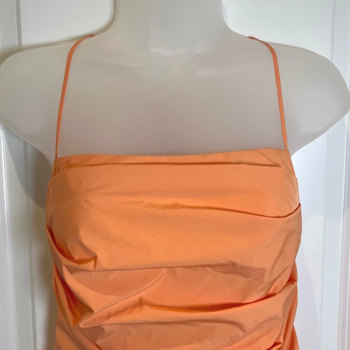 Amanda Uprichard Laconia‎ Chain Ruched Dress Mini Orange Party Cocktail Size S - Image 6