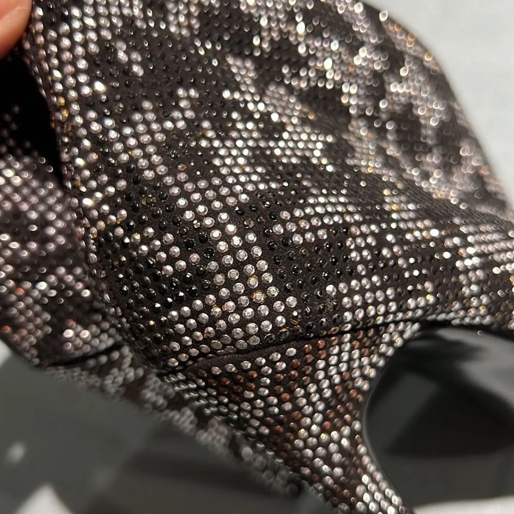 Steve Madden‎ St. Lucia Black Monochrome Camouflage Gemstone Ankle Boots B51 - Image 9