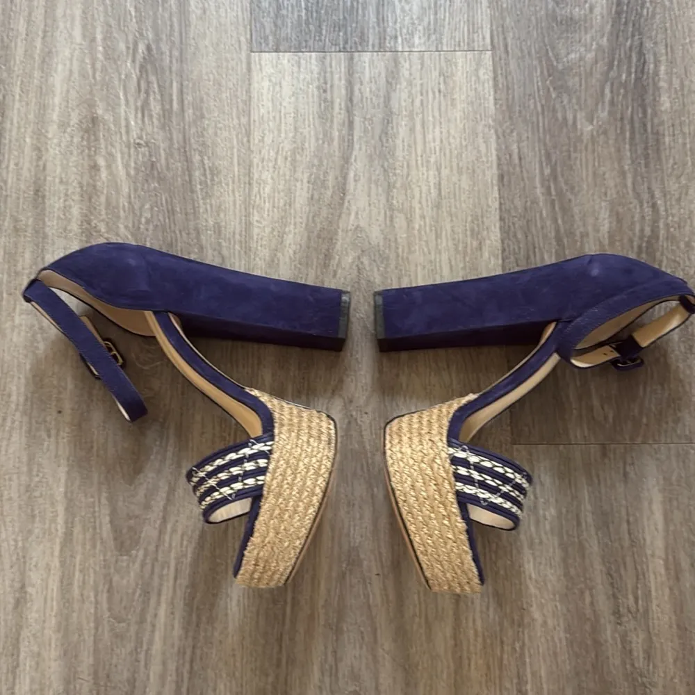 Alexandre Birman Women's Blue Platform Sandals 39.5 Navy Cream Espadrilles - Image 6