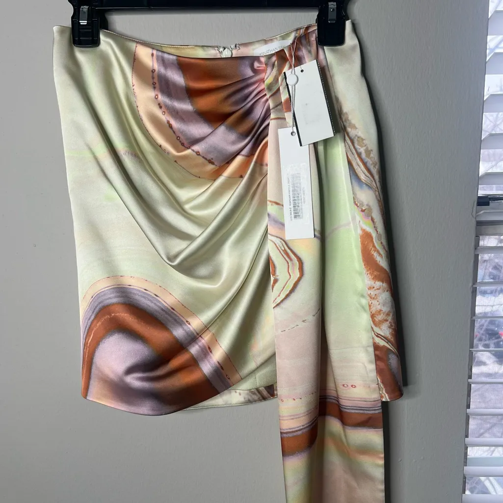 JONATHAN SIMKHAI Mae seafoam marble printed skirt NWT 2 $395 - Image 8