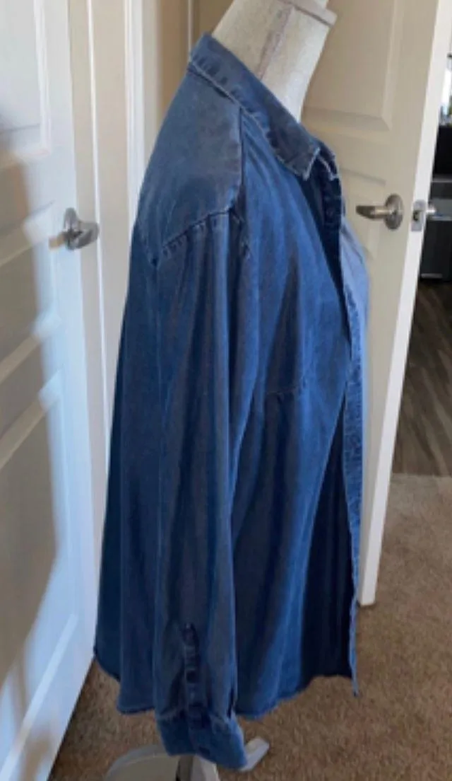 A New Day Button Down Dark Wash Denim Shirt - Image 3