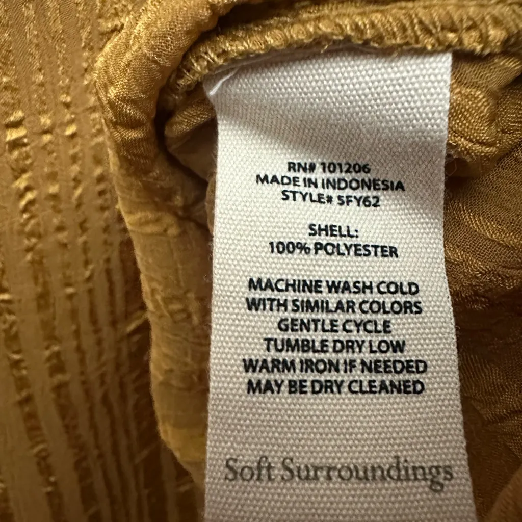 Soft Surroundings Jocelyn Top Size 1X In Golden Sand Striped Crinkle Popover NWT - Image 6