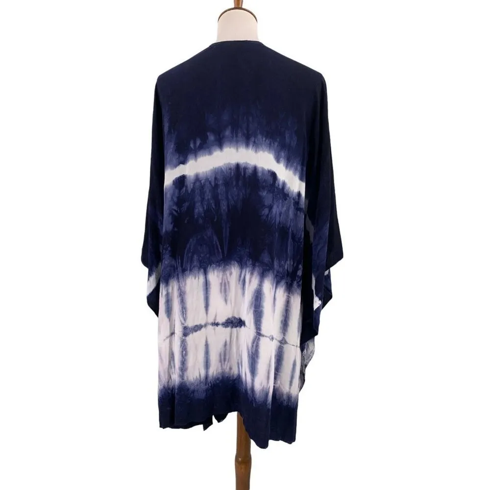 Fifteen Twenty Navy Blue Tie Dye Rayon Kimono Cardigan Size Small - Image 6