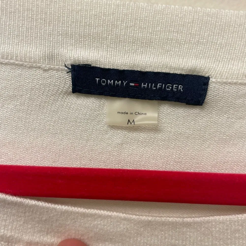 Womens Tommy Hilfiger White Long Sleeve Sweater Dress with Gold Buttons SZ M - Image 7