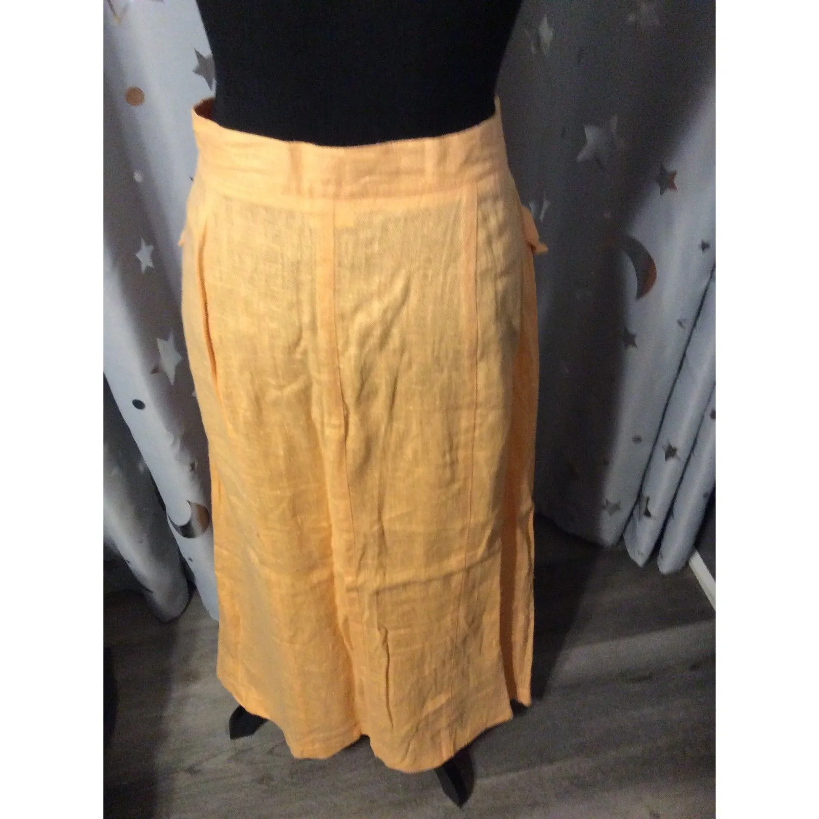 NWOT 100% Linen Plus Maxi Skirt Harve Benard 16 Pockets Button front Retro - Image 3