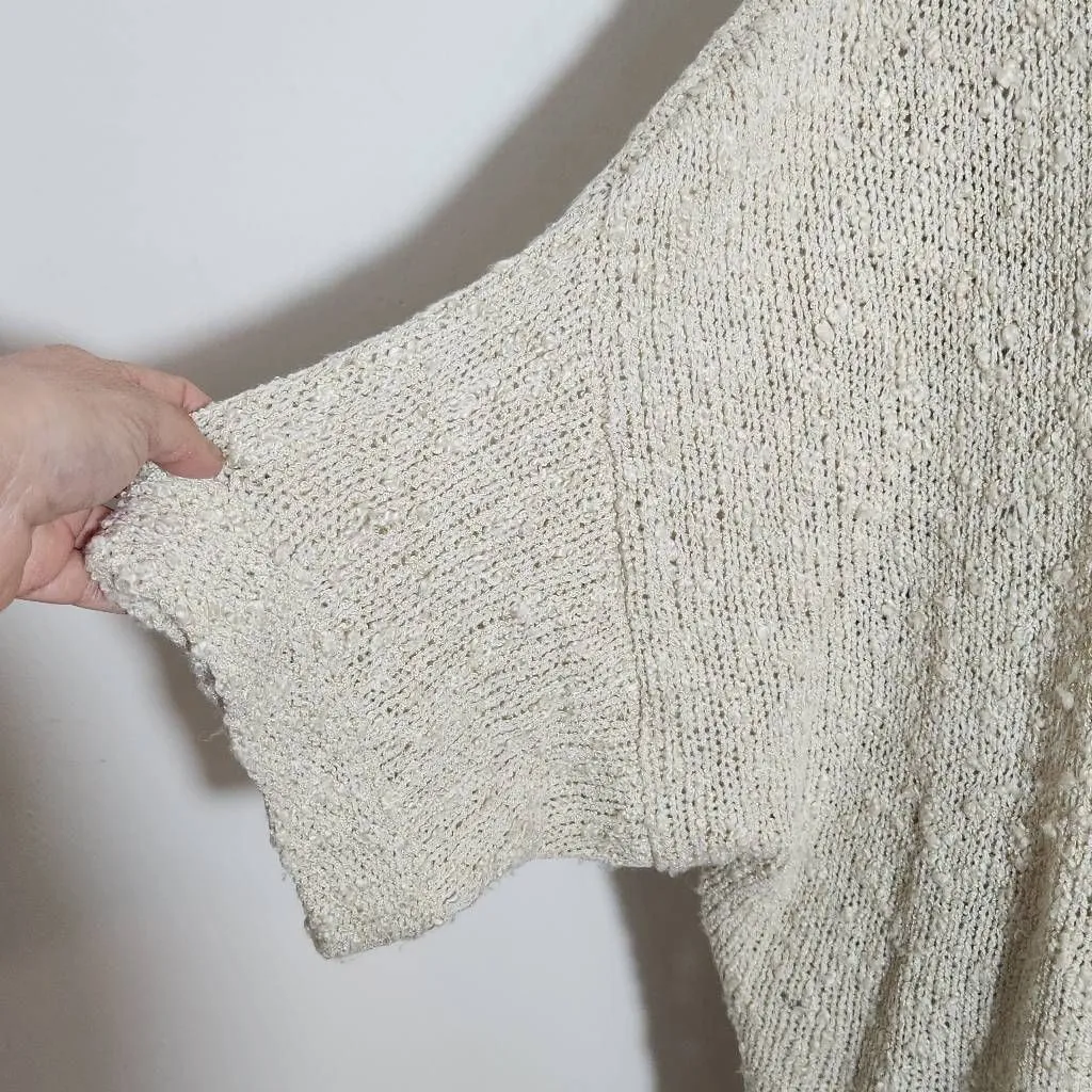 Easel Cream Distressed Loose Knit Oversized Sweater Size Medium/Large - Image 4