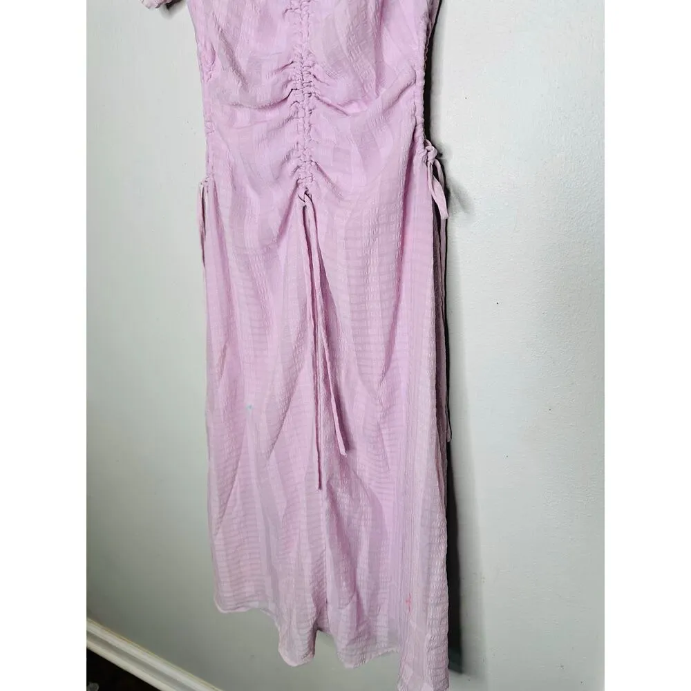 LOUNA Purple Hourglass Side Cutout Short Sleeve Ruched Middle Dress Size XS - Image 7
