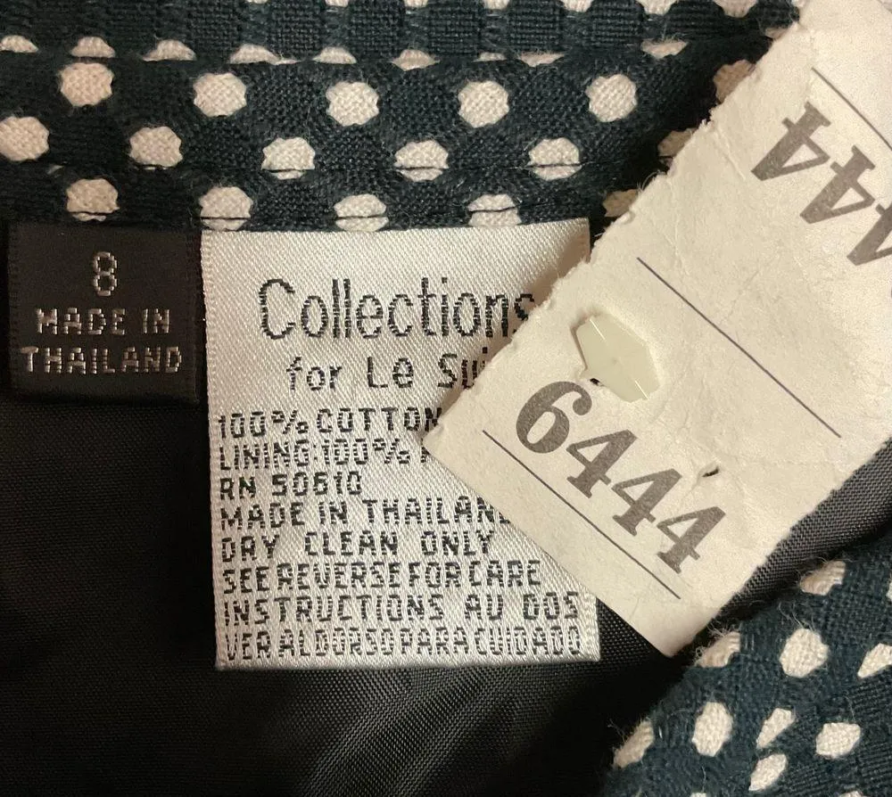 Le Suit Polka Dot Skirt Suit Black White Professional Business Set Size 8 Office - Image 16