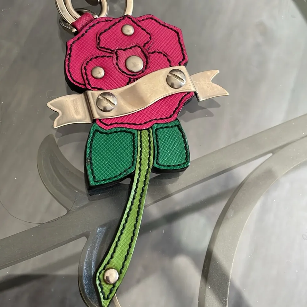 Prada Leather Rose Key Ring Bag Charm - Image 6