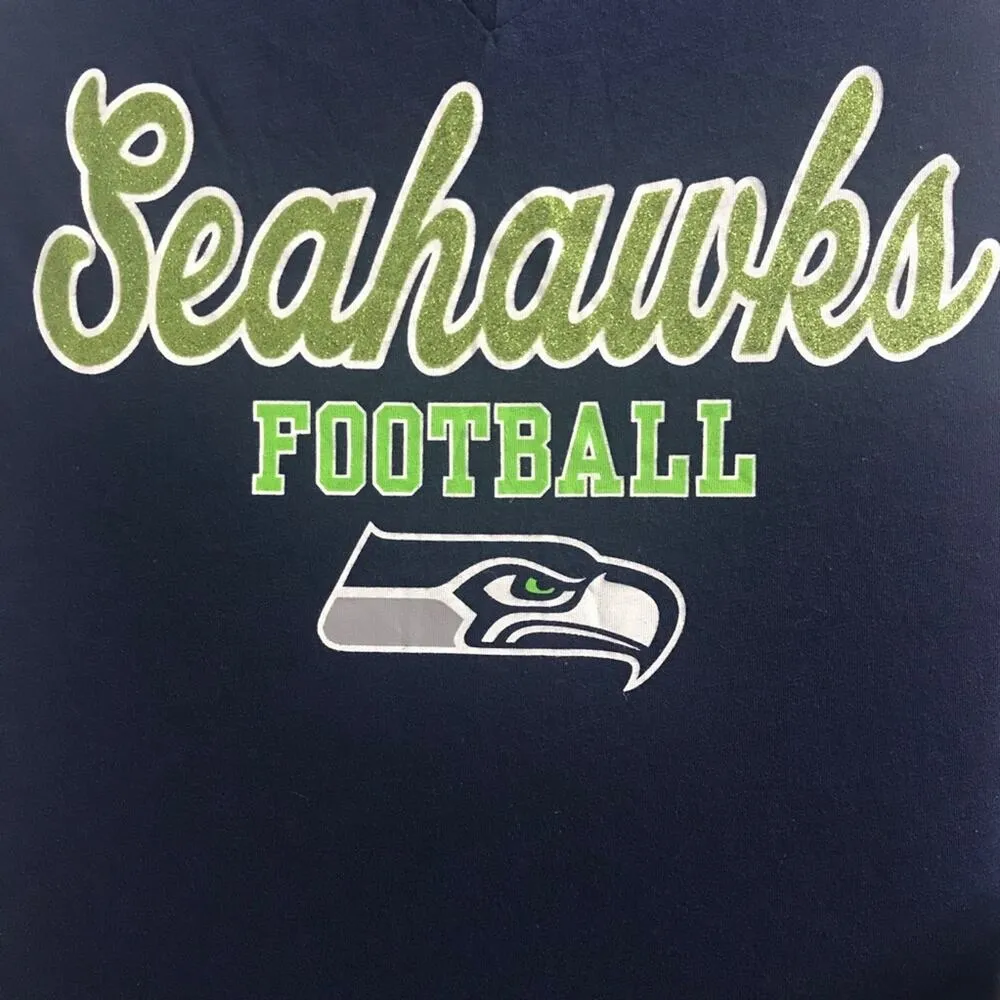 NFL Seattle Seahawks V-Neck Tee Navy Green Small - Image 3