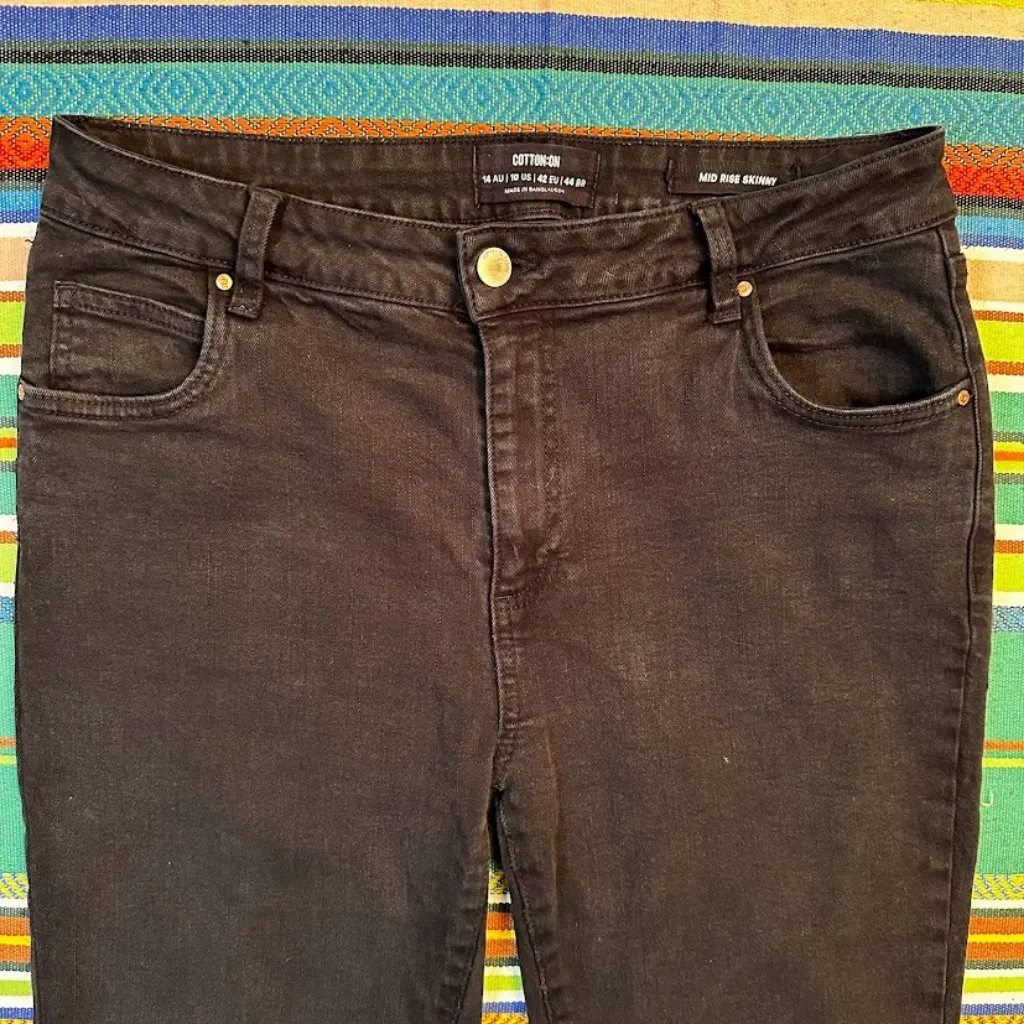 Cotton:On midrise stretch skinny jeans in black size 10 - Image 9