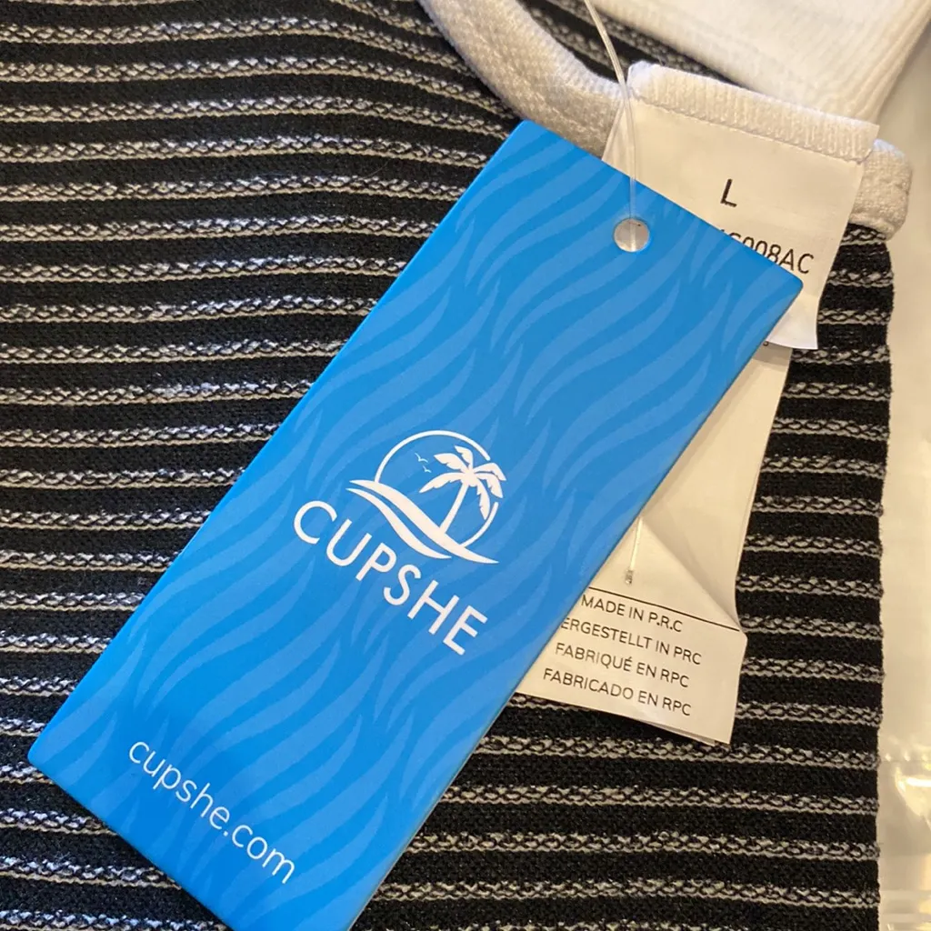 Cupshe Black & White Seamless Ribbed High Waist Sporty Bikini Set Size L - Image 5