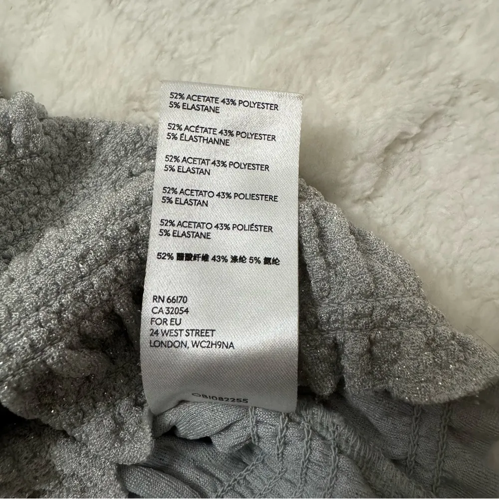 Silver Glittery Shay Puff Sleeve Smocked Crop Top - Size Large - Image 4