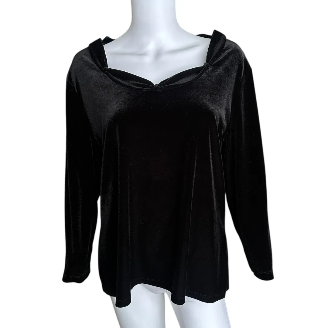 Covington stretch XL Black velvet long sleeve blouse - Image 4