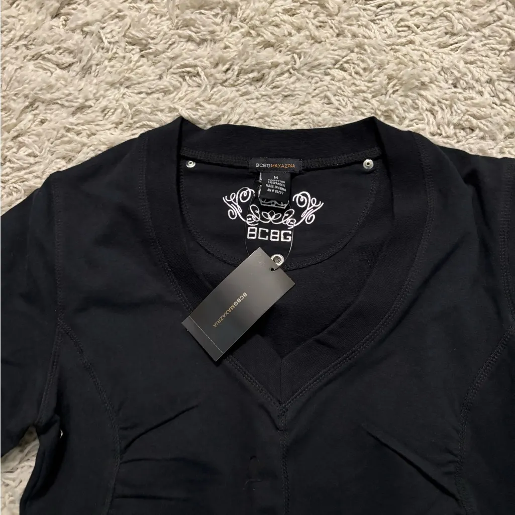 BCBGMaxAzria Black Sweatshirt with White Accents Size M - Image 12