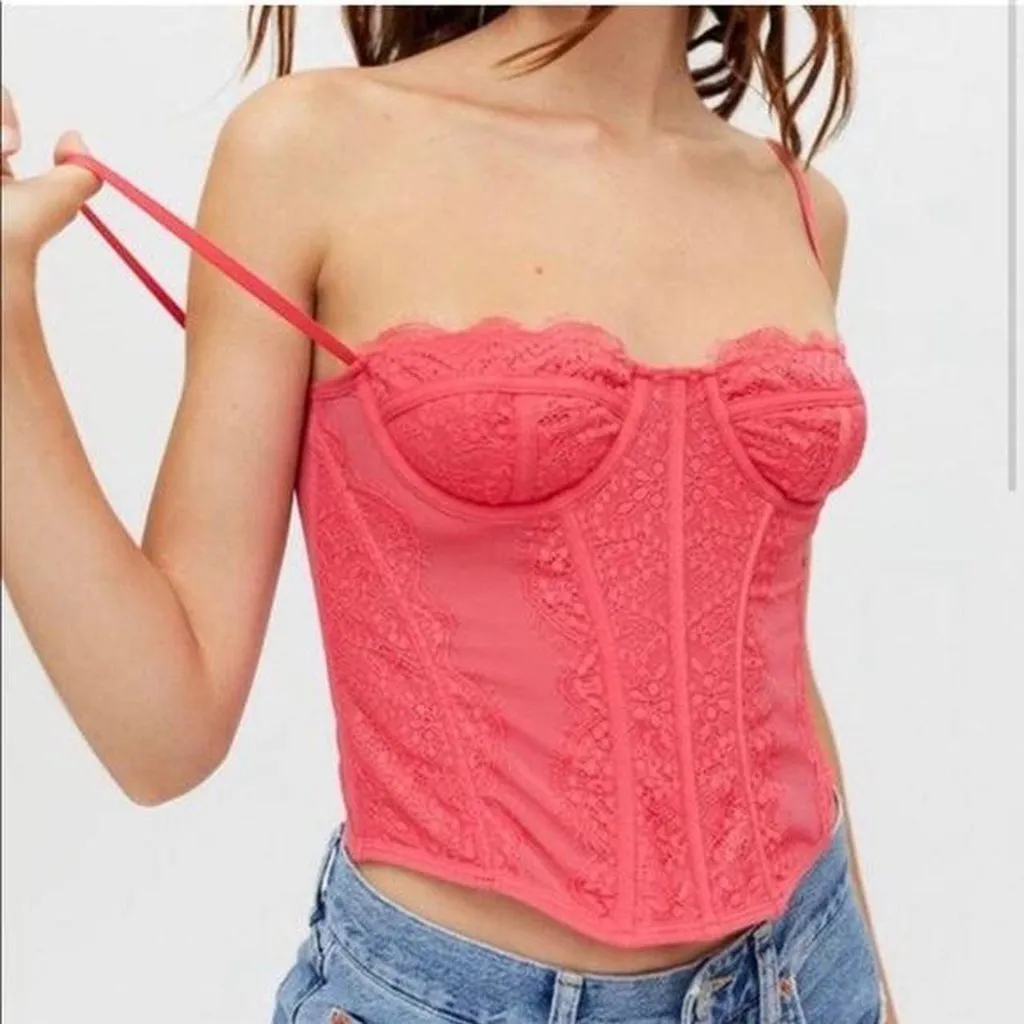 #699 Urban Outfitters Large The Modern Love Corset, Pink - Image 2
