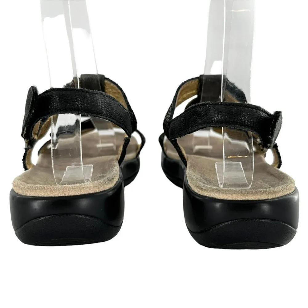 ALEGRIA Black & Gold Pebble Print Leather Sandals Size 37 Comfort Casual - Image 4