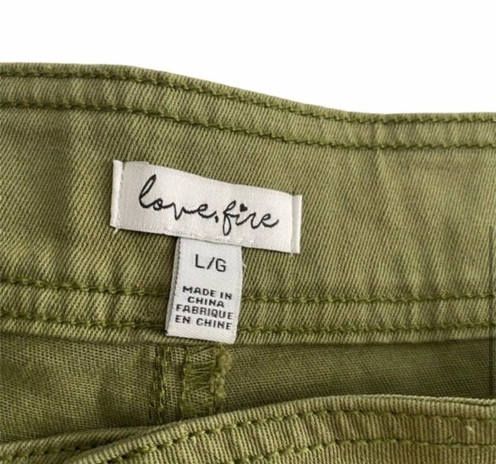 Love Fire Twill Wide Leg Olive Green Pants size L - Image 5