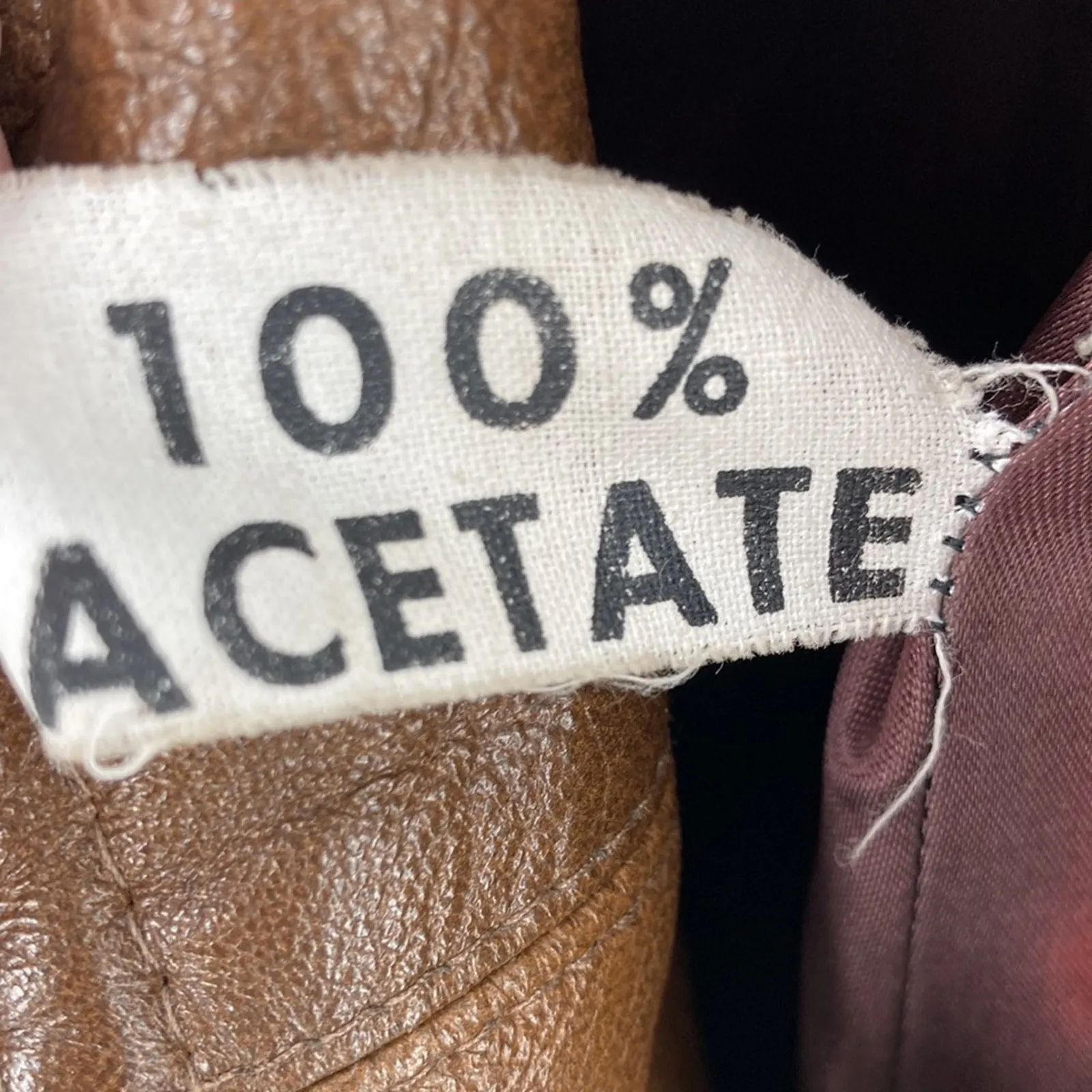 Vintage Marquis of London faux Leather Trench Coat Wing Collar size L mob 70s Brown Size L - Image 5