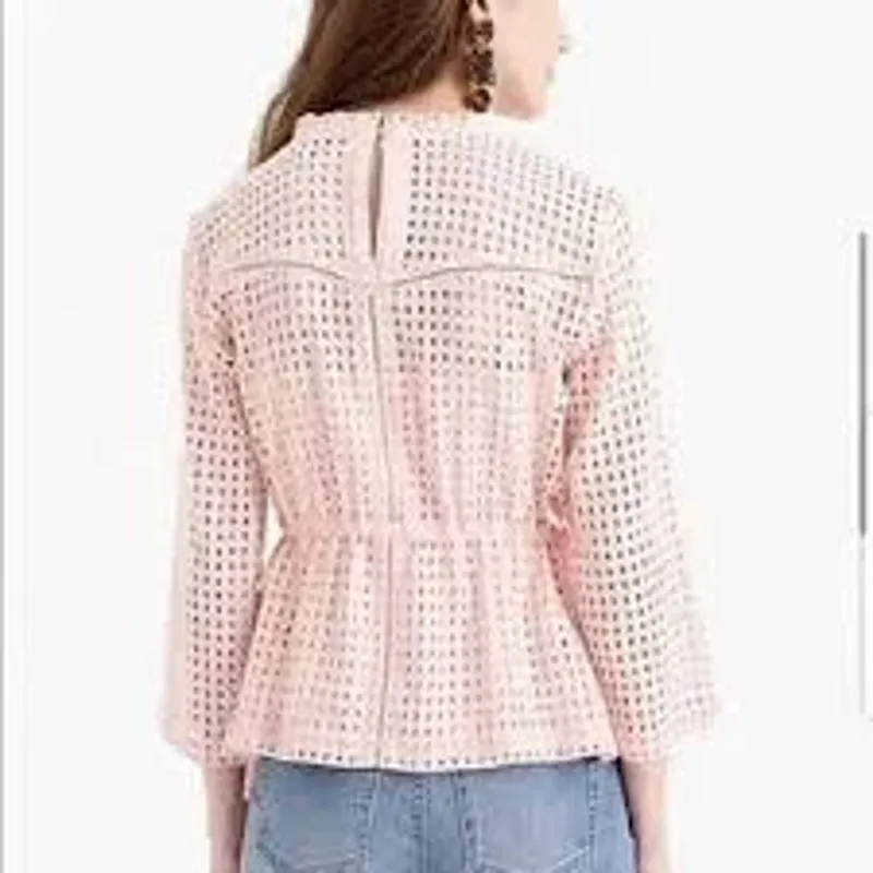 POINT SUR Eyelet Top FEMININE ROMANTIC COTTAGE Powder Pink Size 12 Modal - Image 2