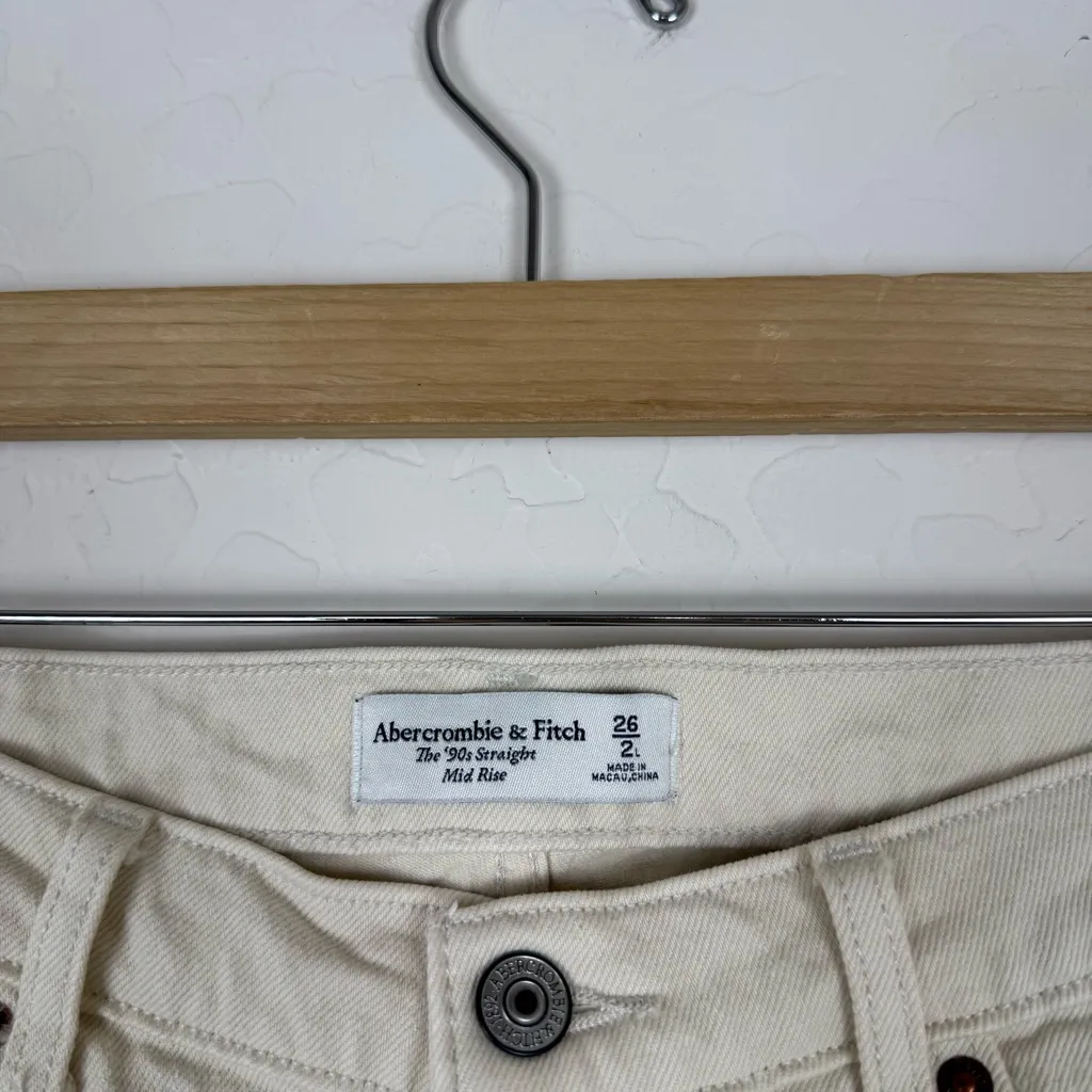 ABERCROMBIE & FITCH Mid‎ Rise 90s Straight Jean in Bone - Image 8