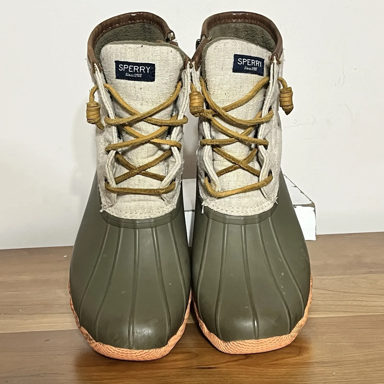 Sperry Womens Top-Sider Saltwater Rain Duck Boots Canvas Green Size 7.5 M - Image 3