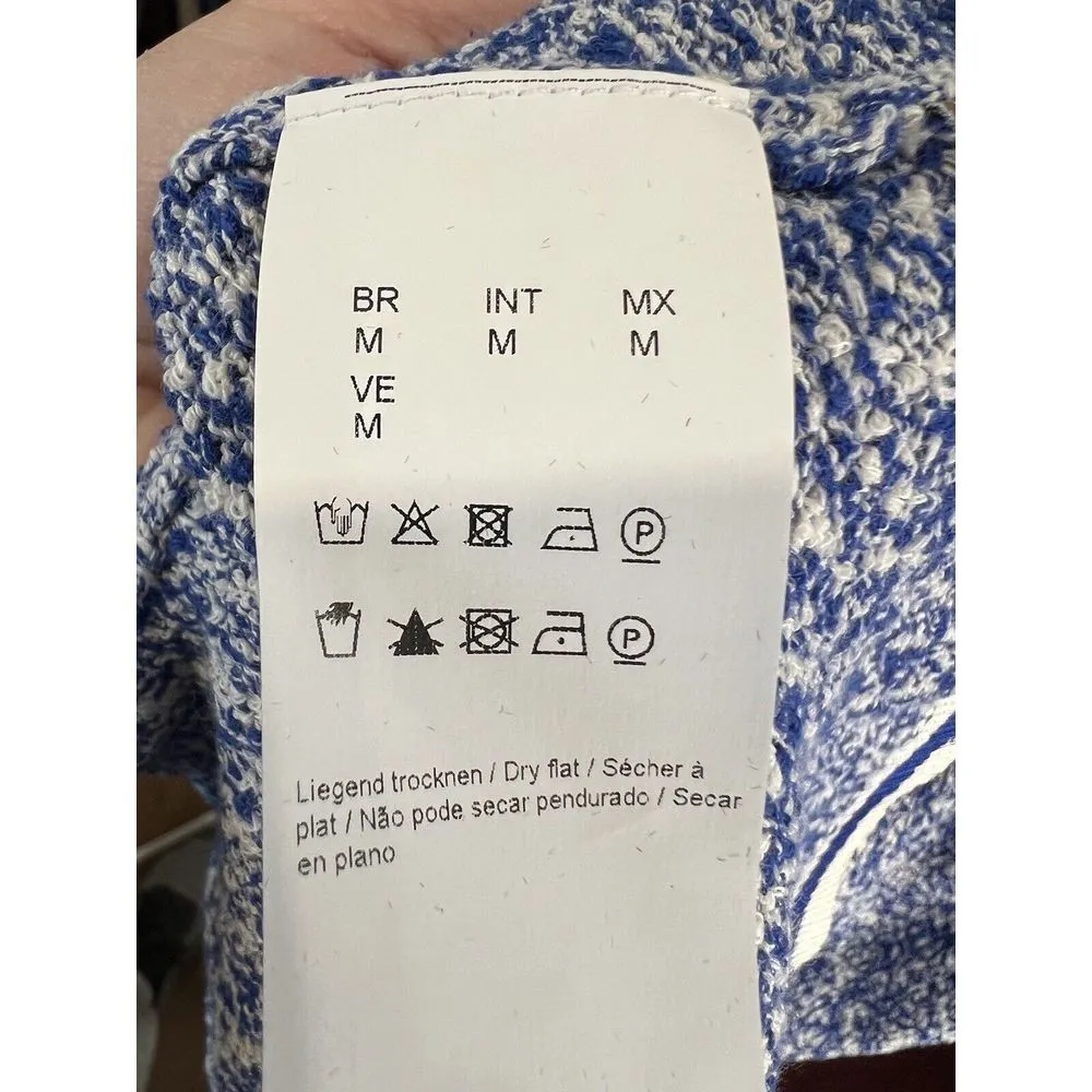 NWT Hugo BOSS Women's C Folonia V-Neck Cardigan Sweater Size Medium Blue White - Image 9