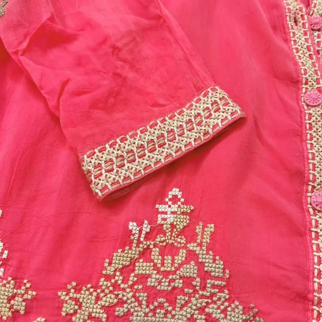 $328 NWOT Johnny Was AUDREY MANDARIN Floral Embroidered Blouse Top Size L Pink - Image 6