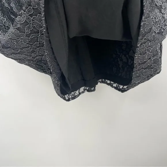 Michael Kors Floral Silver‎ Metallic Lace Shift Shirt Mini Dress Size 12 Black - Image 14