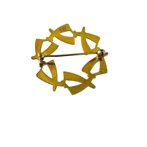 Norway Blue Enamel Sterling Silver‎ 925S Circle Brooch Pin Vintage 1.75" - Image 2