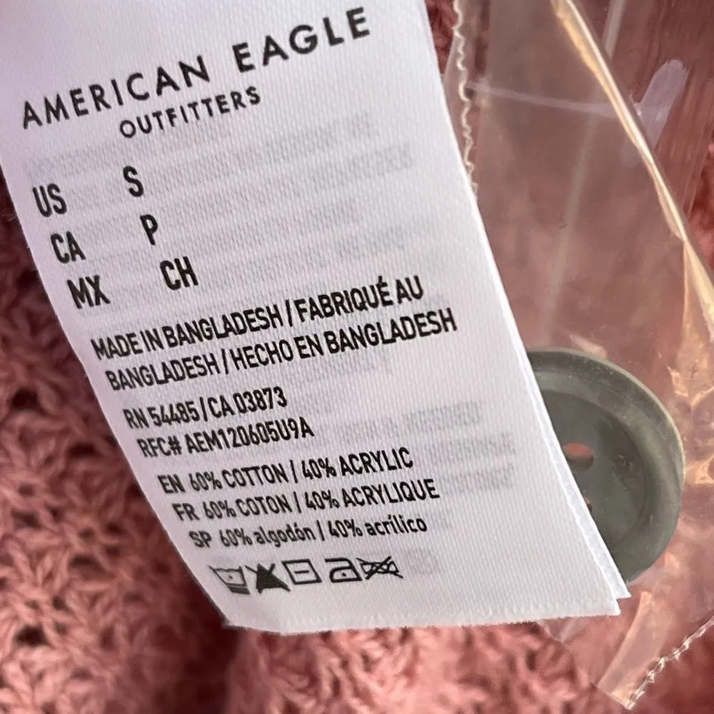 American Eagle Lightweight Open Knit Dusty Rose Long Sleeve Top/ Sweater Small - Image 7