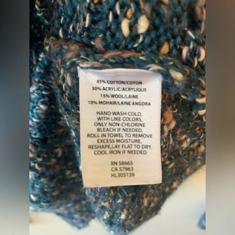 Hinge angora wool blend blue crochet sweater size XS - Image 8