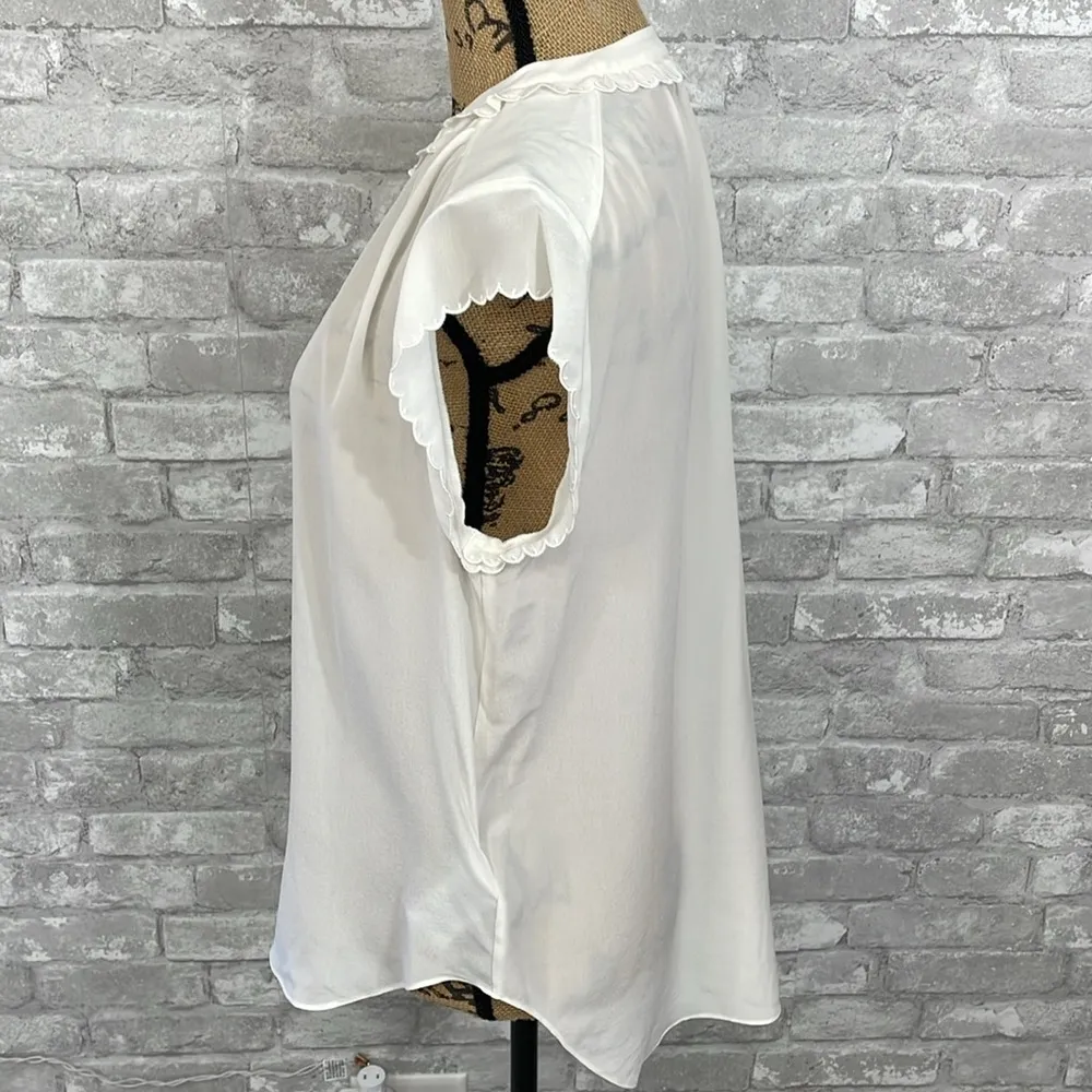 Joie Dainty Ruffle Sheer Silk Blouse - Image 3