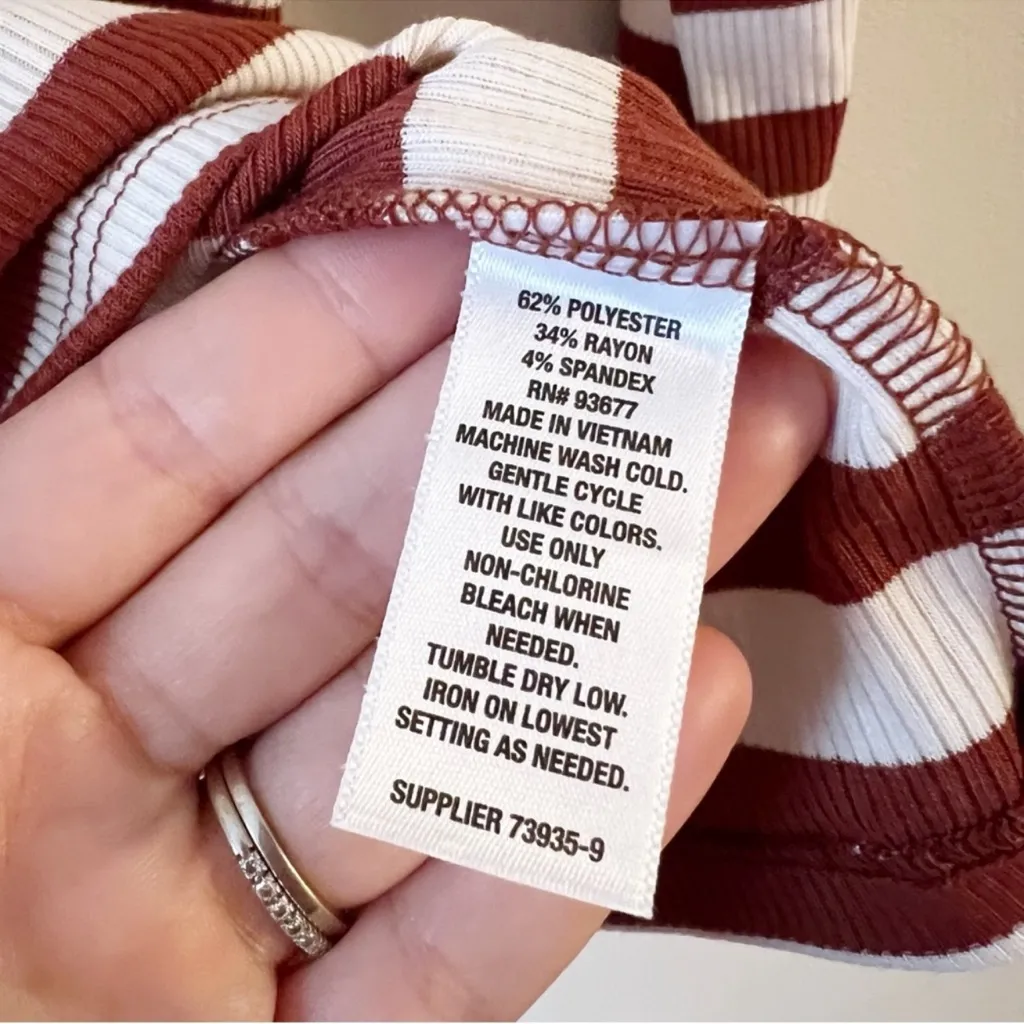 A.N.A Maroon Striped Ribbed Knit Long Sleeve Top Size XS NEW - Image 7