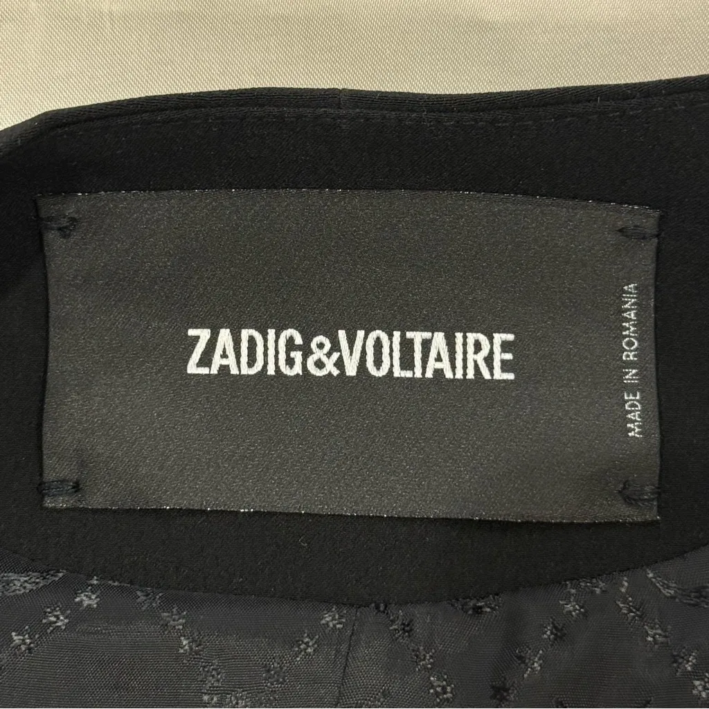 Zadig & Voltaire Vola Spi Deluxe Jacket Small 36 Black Cropped Blazer - Image 10