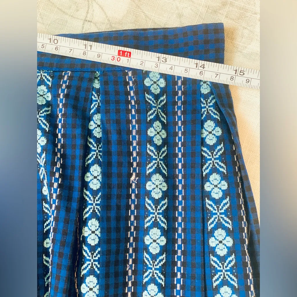 vtg 60s 70s Dutchmaid Plaid Pleated Skirt Sz 30 Made in USA Blue - Image 8