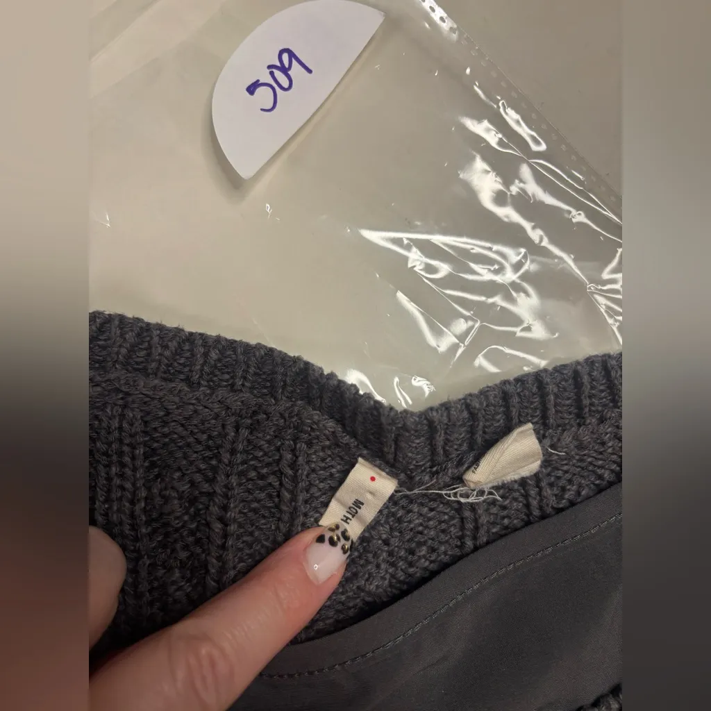 Moth Anthropologie Cable Knit Ella Pullover Layered Sweater Gray Size Small - Image 5