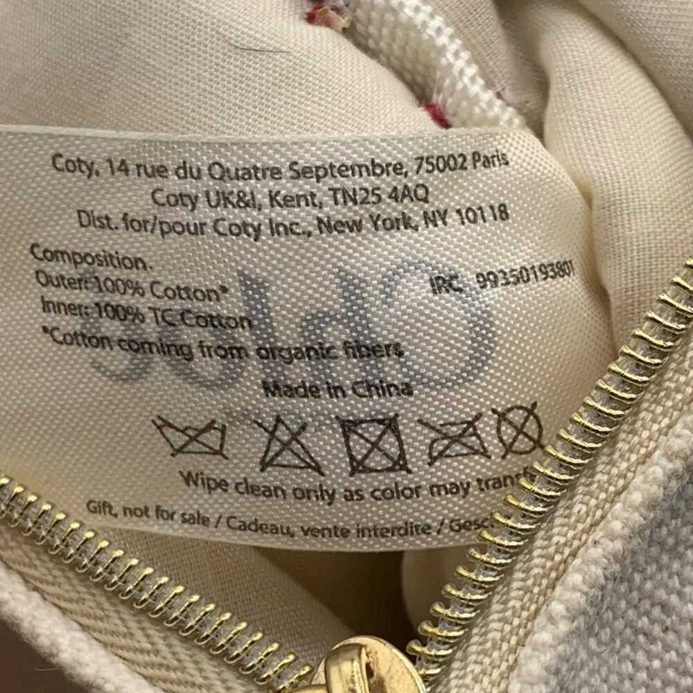 Chloé Parfum Canvas Coin Purse Makeup Case Gold Charm Red Stitching Chic Travel - Image 10