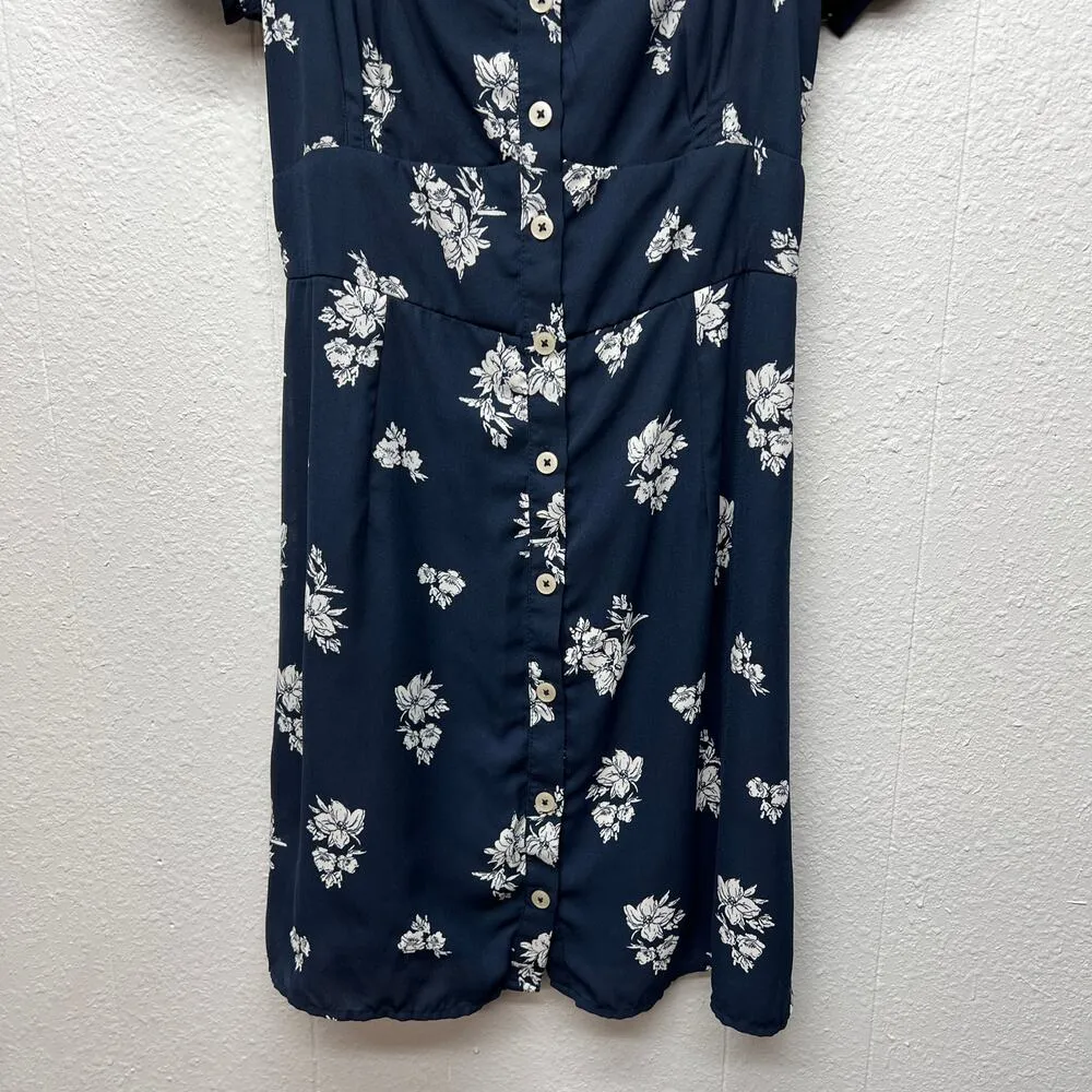 Abercrombie & Fitch Floral Babydoll Dress Womens Large Cottagecore Beach Coastal - Image 4