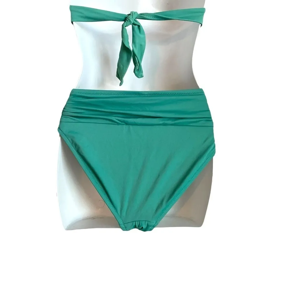 J Crew Green Banded Pleated Swim Bikini Bottom Y2K Small NWOT - Image 3