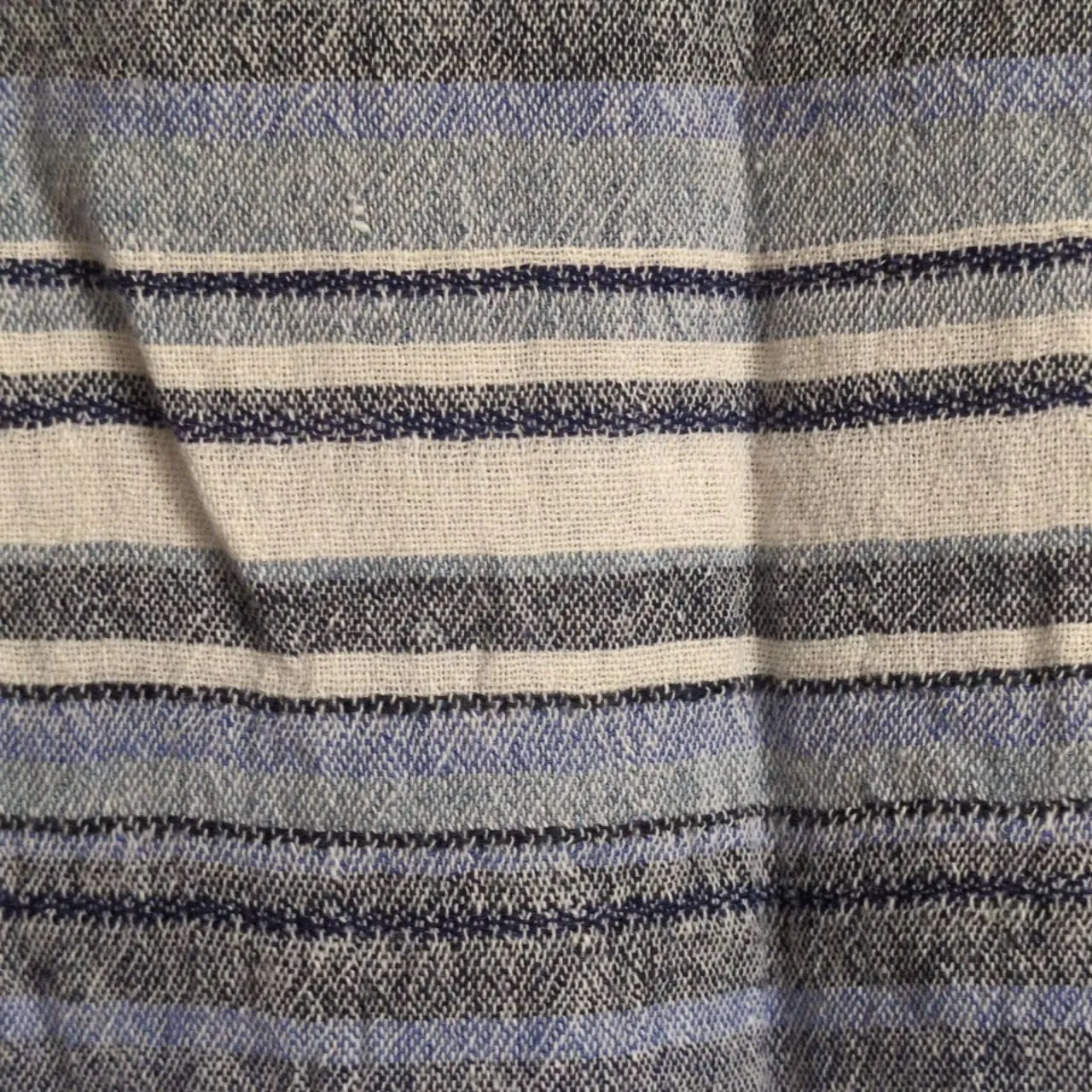 Maven West Blue White Grey Striped Collar V-Neck Roll Tab Split Hem Pullover M - Image 2