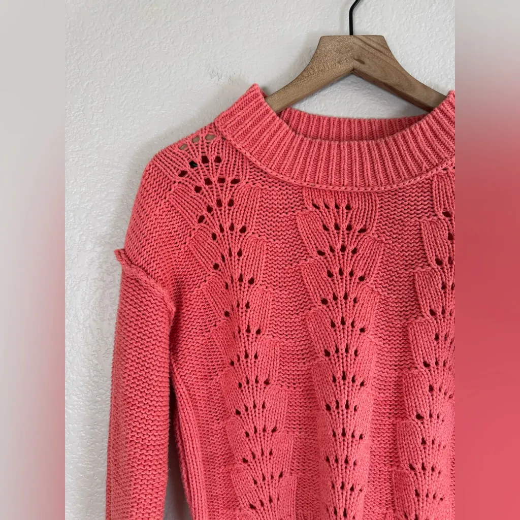 Free People Bell Song Pullover Sweater in Coral Pink size Small $98 - Image 5
