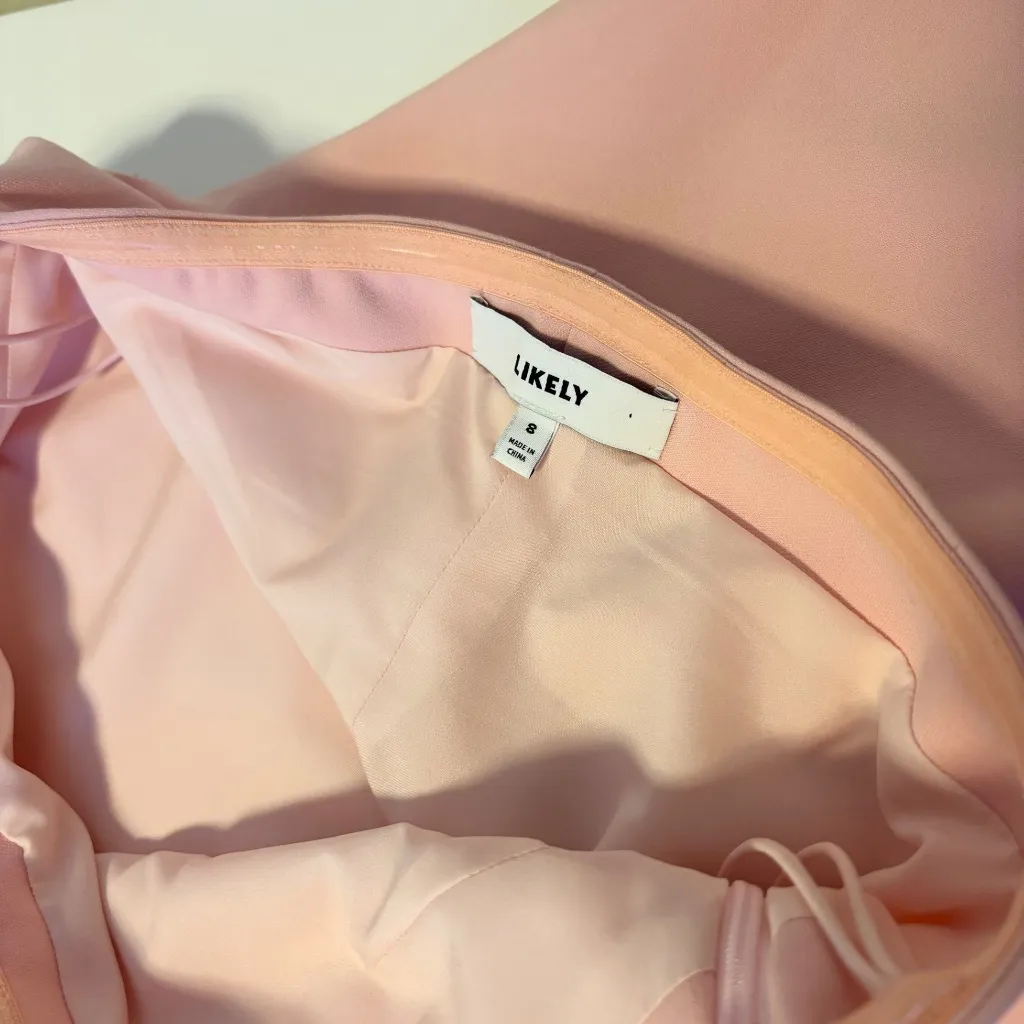 Likely Lauren Strapless Tube Bodycon Midi Dress Light Pink Peony Womens US 8 - Image 7