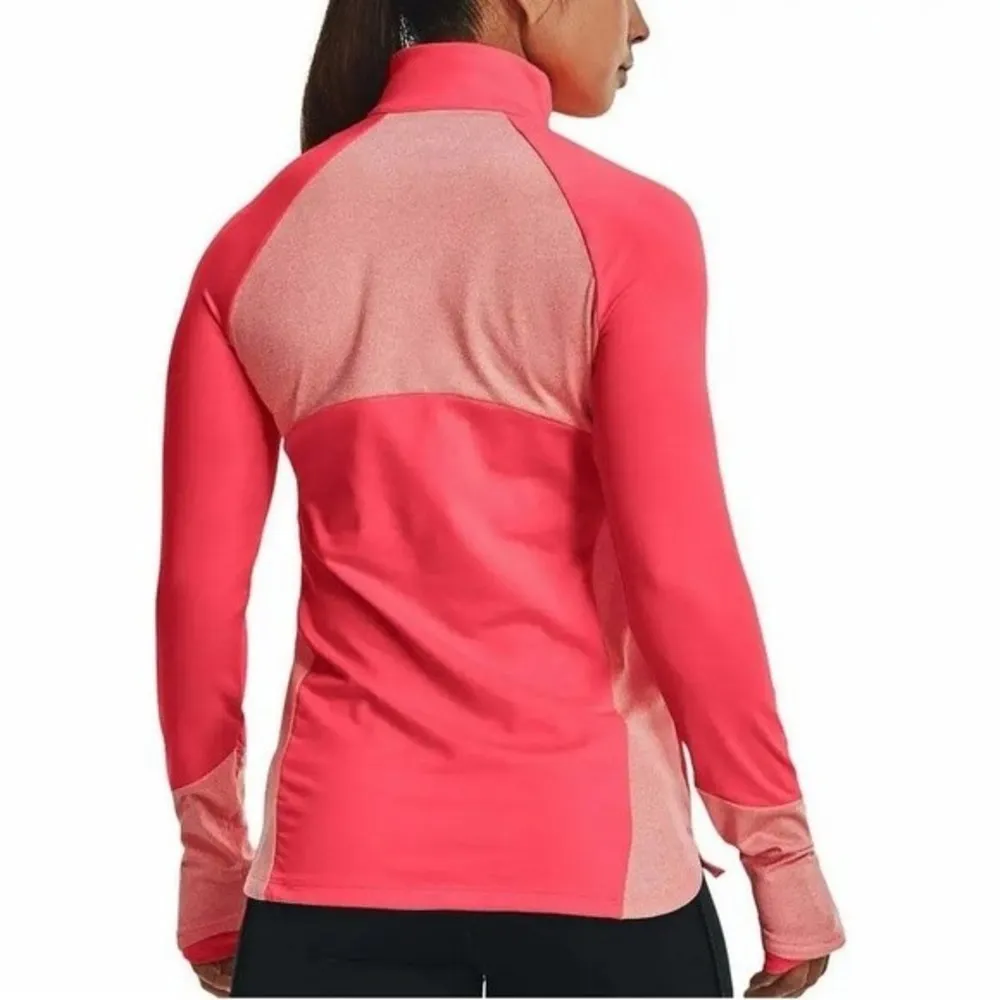 NWT Under Armour Women’s ColdGear 1/2 Zip Training Top Pink Size SMALL Thumbhole - Image 2