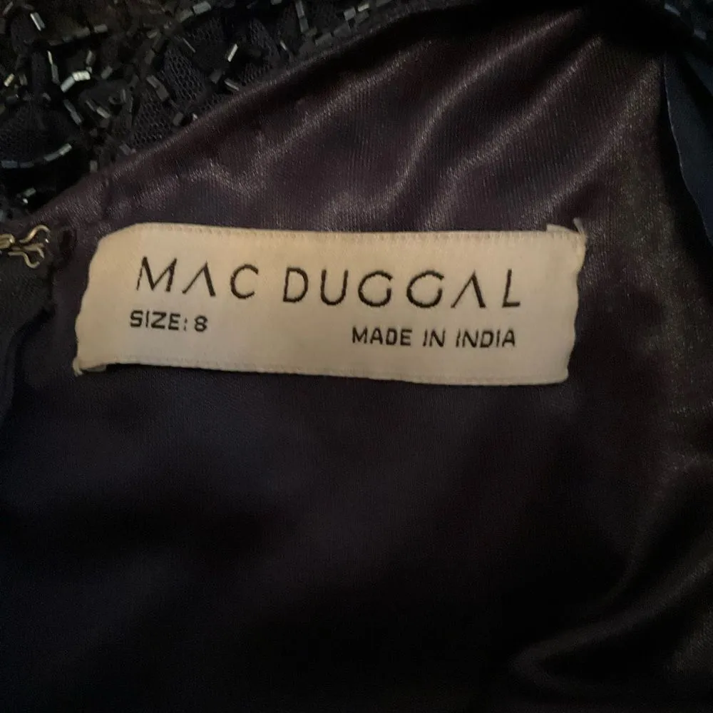 Mac Duggal 5056 Womens Blue BEADED HIGH NECK LONG SLEEVE GOWN WITH DETAILED BELT - Image 14