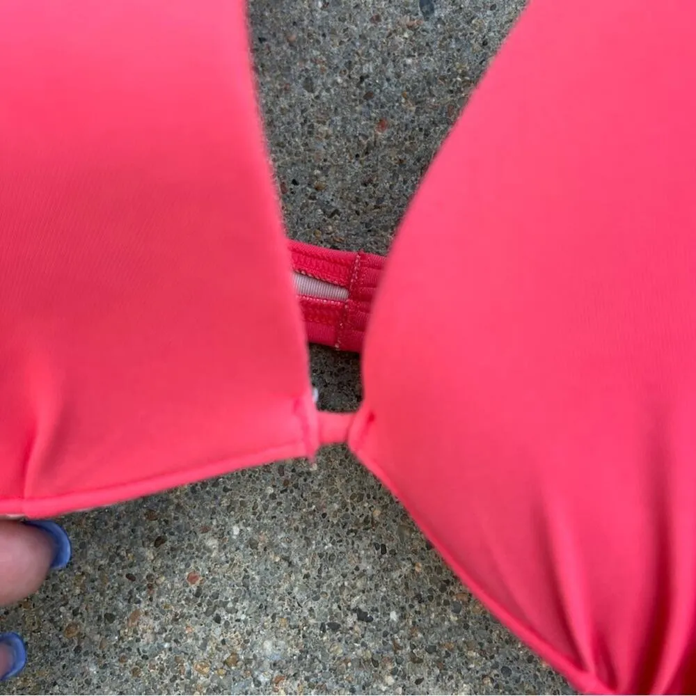 Victoria’s Secret Coral Pink Underwire Push Up Halter Triangle Bikini Top 32D - Image 3
