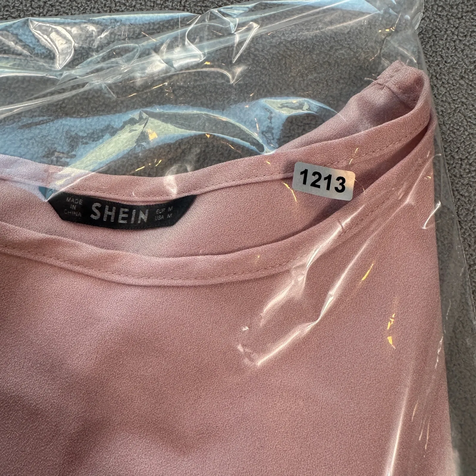 SHEIN Blouse Top Womens M Pink Pearl Embellished Bow Sleeve Cuff Tie Detail - Image 6