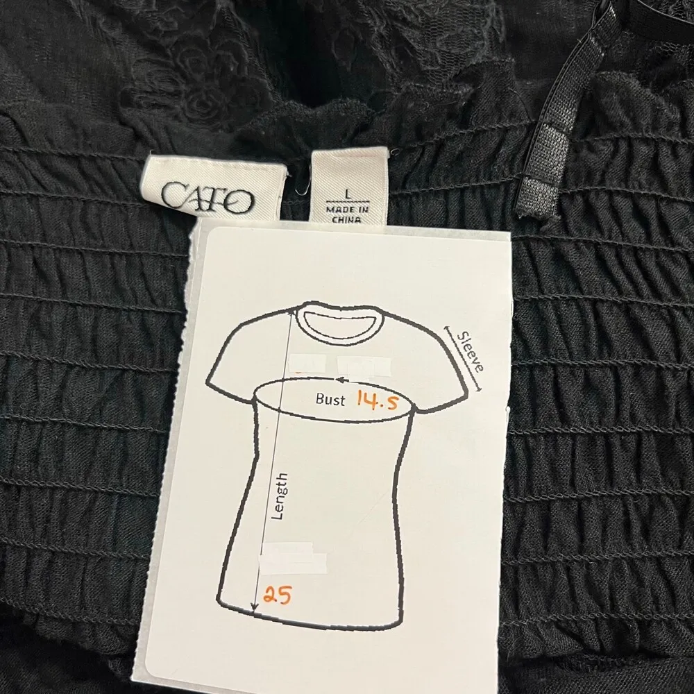 Cato Black Lace Floral Sleeveless Blouse Women's Size Large - Image 5