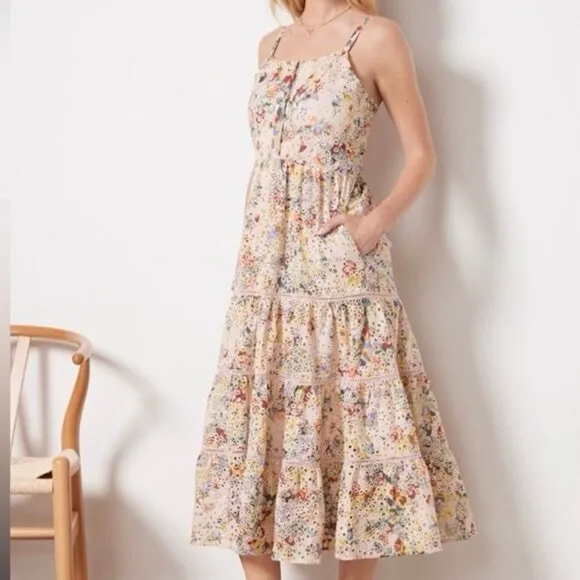Evereve Lizzy Eyelet Floral Midi Dress - Image 3