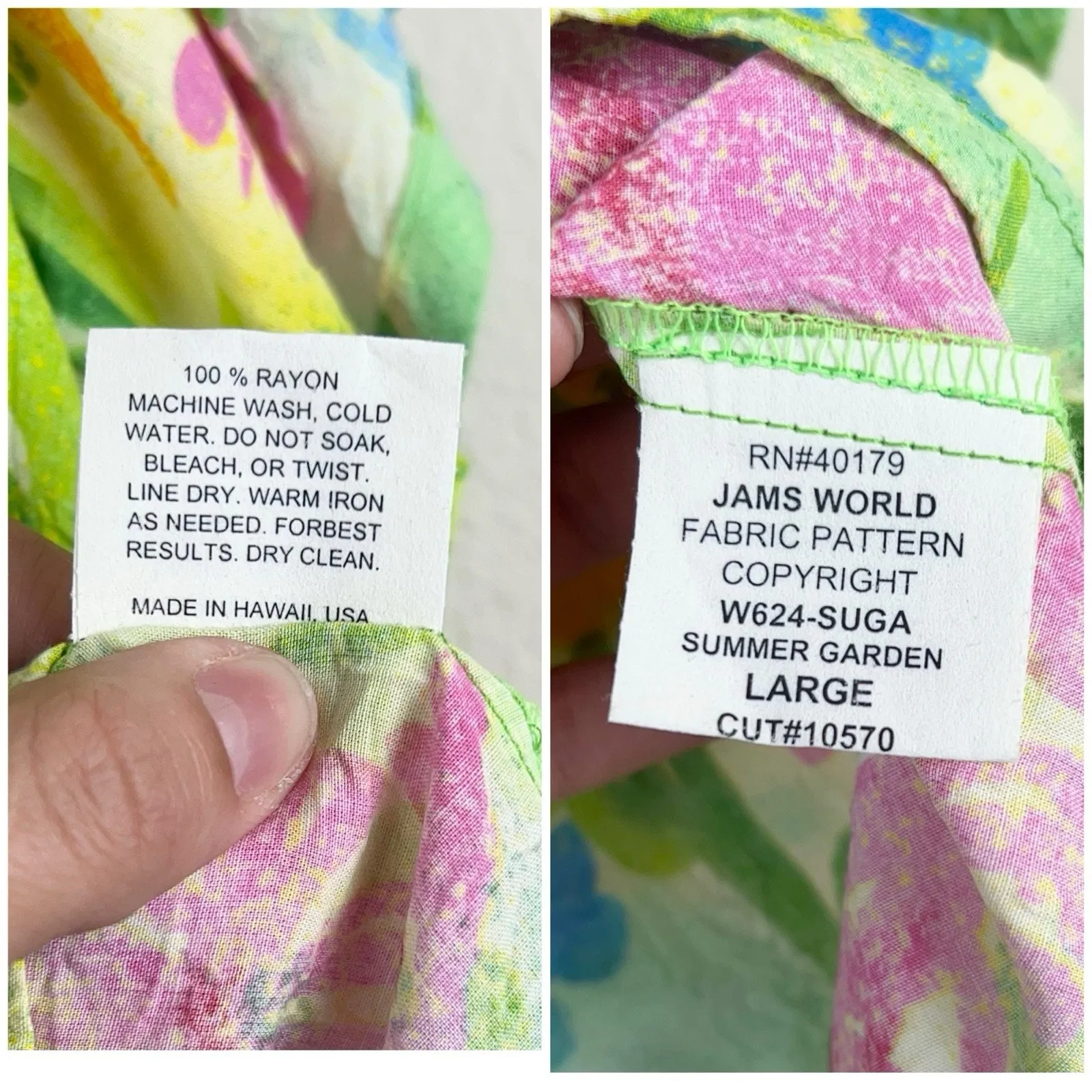 Jams World Summer Garden Floral Hawaiian Shirt Women’s L 100% Rayon - Image 3